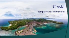  Presentation with lagoon - Amazing presentation design having spherical 360 degrees seamless aerial backdrop and a sky blue colored foreground