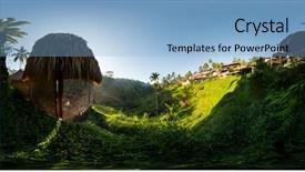  Presentation with rice fields - Slide set having spherical 360 degrees seamless panorama background and a light blue colored foreground