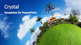  Presentation with green globe - Slide set enhanced with spherical panorama of a green background and a ocean colored foreground