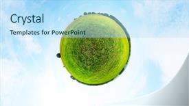 Presentation with blue green - Presentation design consisting of spherical panorama of a green background and a light blue colored foreground