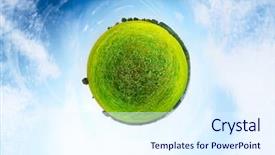  Presentation with tree sky trees green - PPT theme featuring spherical panorama of a green background and a sky blue colored foreground