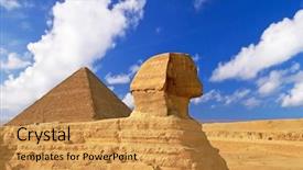  Presentation with egypt pyramid - Theme featuring sphinx and pyramid of chefren background and a gold colored foreground