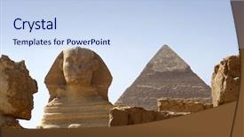  Presentation with egypt pyramid - Slide deck having sphinx and pyramid background and a  colored foreground