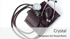  Presentation with blood products in medical - Presentation design consisting of sphygmometer - manual blood pressure monitor medical background and a  colored foreground
