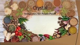  Presentation with rustic wood border - Beautiful slide deck featuring spice and herb abstract border backdrop and a coral colored foreground