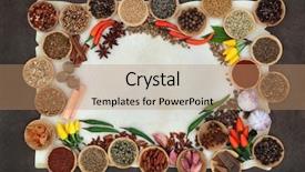  Presentation with parchment paper - Presentation theme with spice and herb abstract border background and a coral colored foreground