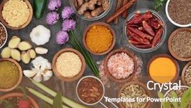  Presentation with minerals - Slide set consisting of spice and herb seasoning in wooden bowls scoops and loose high in vitamins and minerals background and a red colored foreground
