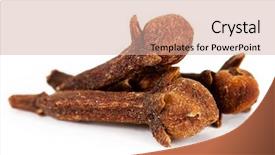  Presentation with clove - Presentation theme enhanced with spice cloves isolated on white background and a coral colored foreground