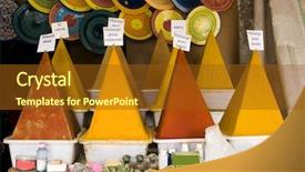  Presentation with global market integration - Slides enhanced with spice market in morocco background and a tawny brown colored foreground