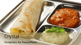  Presentation with south indian food - Amazing PPT theme having spiced potatoes south indian food backdrop and a yellow colored foreground