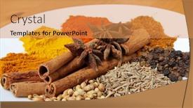  Presentation with spices - Presentation theme having spices-and-herbs-for-seasoning background and a gold colored foreground