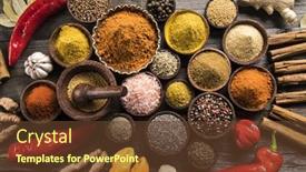  Presentation with herbs - PPT layouts with spices-and-herbs-in-wooden background and a tawny brown colored foreground