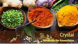 Presentation with spices - Colorful PPT layouts enhanced with spices and herbs over wood backdrop and a tawny brown colored foreground