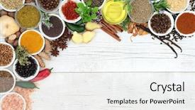  Presentation with rustic wood border - Colorful PPT layouts enhanced with spices and olive oil backdrop and a white colored foreground