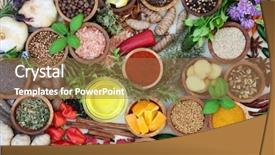  Presentation with edible oil - Slide deck having spices and olive oil background and a coral colored foreground