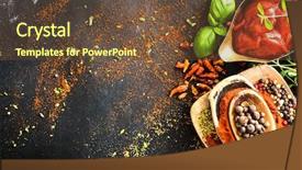  Presentation with hot sauce - Colorful theme enhanced with spices and tomato sauce backdrop and a tawny brown colored foreground