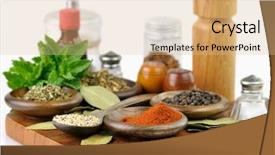  Presentation with spices - Cool new slide deck with spices arrangement on a wooden backdrop and a  colored foreground