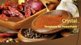  Presentation with spices - Cool new PPT layouts with spices assortment on a wooden board close up backdrop and a tawny brown colored foreground