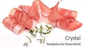  Presentation with italian - Presentation having spices backgrounds plate - italian prosciutto crudo or jamon background and a white colored foreground