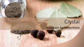  Presentation with pepper - Theme enhanced with spices black pepper and bay background and a coral colored foreground