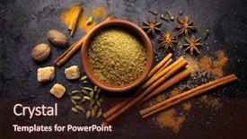  Presentation with cardamom - PPT layouts consisting of spices cinnamon anise cardamom clover background and a wine colored foreground