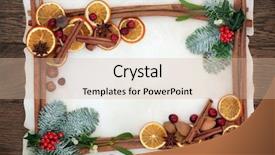  Presentation with orange abstract - PPT theme having spices cranberries dried orange fruit background and a lemonade colored foreground