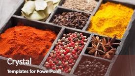  Presentation with clove - Slide set consisting of spices in box pink and black pepper ground paprika curry anise clove cumin background and a tawny brown colored foreground