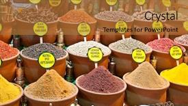  Presentation with piles - Slide deck consisting of indian bazaar - piles of spices in pots background and a red colored foreground