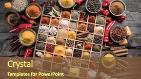  Presentation with spices - Presentation design with spices in wooden box cooking background and a tawny brown colored foreground