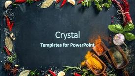  Presentation with herbs - Colorful slide set enhanced with spices over black stone background backdrop and a tawny brown colored foreground