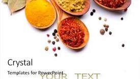  Presentation with curry - Colorful slide set enhanced with spices spice in wooden spoon backdrop and a white colored foreground