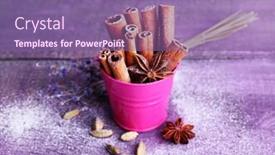  Presentation with powdered - PPT theme with spices with lavender and powdered sugar on color wooden table background background and a violet colored foreground