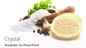  Presentation with spices - Theme with salt pepper - spices background and a white colored foreground