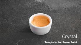  Presentation with sauce - PPT theme having spicy-aioli-sauce-infused and a dark gray colored foreground