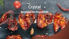  Presentation with roasted chicken - Amazing PPT theme having spicy buffalo style chicken wings backdrop and a gray colored foreground