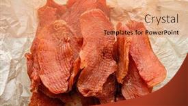  Presentation with parchment - Presentation design featuring spicy-chicken-jerky-on-parchment background and a coral colored foreground