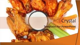  Presentation with ranch - PPT theme with spicy chicken wings with carrots background and a gold colored foreground