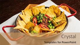 Presentation with ground beef - Amazing presentation theme having spicy-chili-made-with-tomato backdrop and a coral colored foreground