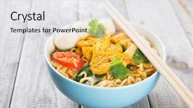  Presentation with instant noodles - PPT layouts with spicy curry instant noodles soup background and a white colored foreground