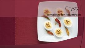  Presentation with peppers - PPT theme having spicy-deviled-eggs-with-peppers background and a tawny brown colored foreground