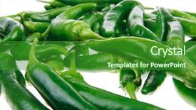  Presentation with white green - Presentation design enhanced with spicy green hot chili pepper background and a forest green colored foreground