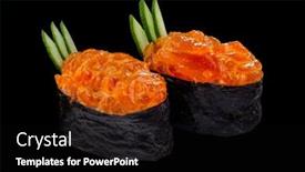  Presentation with salmon spicy - Slide deck having spicy-gunkan-maki-sushi background and a black colored foreground