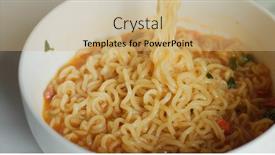 Presentation with instant noodle - Beautiful presentation theme featuring spicy-instant-noodle-in-bowl backdrop and a coral colored foreground