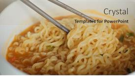  Presentation with instant noodle - Presentation theme enhanced with spicy-instant-noodle-in-bowl background and a coral colored foreground