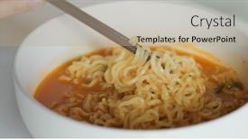  Presentation with instant noodle - PPT theme enhanced with spicy-instant-noodle-in-white background and a coral colored foreground