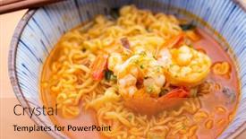  Presentation with instant noodle - Slides enhanced with spicy-instant-noodle-with-shrimp background and a gold colored foreground