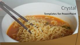  Presentation with instant noodles - Presentation theme enhanced with spicy-instant-noodles-in-bowl background and a light gray colored foreground