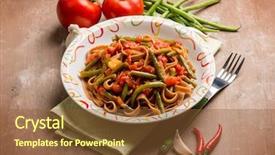  Presentation with beans - Slide deck consisting of spicy integral tagliatelle with green background and a tawny brown colored foreground