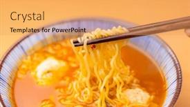  Presentation with instant noodles - Presentation theme featuring spicy-korean-instant-noodles background and a yellow colored foreground