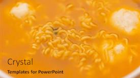  Presentation with instant noodles - PPT theme having spicy-korean-instant-noodles background and a gold colored foreground